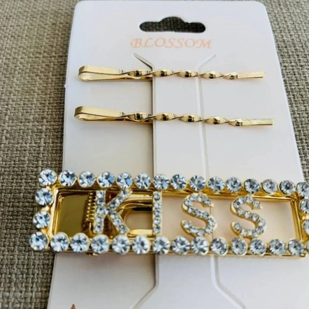Hair clips fashion pins Rhinestone Gold Deco Hair Clips 
